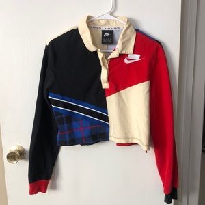 Vintage Nike Long Sleeve Color Block Cropped Tee